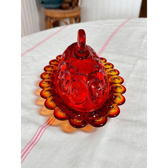 Vintage L.E. Smith Glass Moon and Stars Amberina Glass Covered Butter Dish w/Lid - Picture 4 of 6
